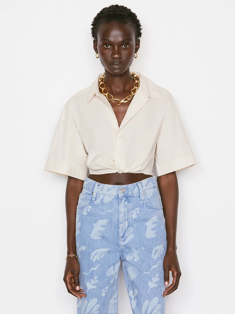 Wholesale π Frame-denim Cropped Twist Front π Shirt -- Flax π© Women π 1 Frame-denim Cropped Twist Front Shirt -- Flax Women