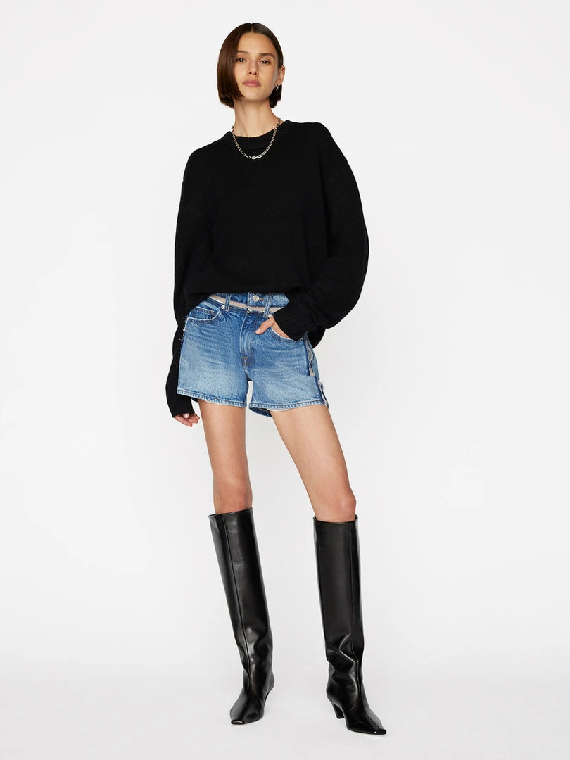 New π Frame-denim π© Women Atelier Sheer Insert Short -- Azul π 2 Frame-denim Women Atelier Sheer Insert Short -- Azul