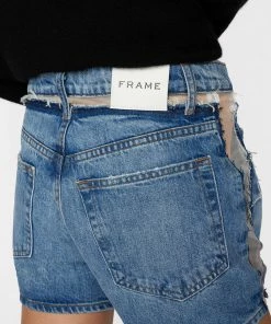 New π Frame-denim π© Women Atelier Sheer Insert Short -- Azul π 12 Frame-denim Women Atelier Sheer Insert Short -- Azul