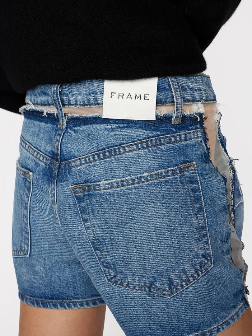 New π Frame-denim π© Women Atelier Sheer Insert Short -- Azul π 6 Frame-denim Women Atelier Sheer Insert Short -- Azul