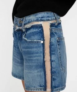 New π Frame-denim π© Women Atelier Sheer Insert Short -- Azul π 10 Frame-denim Women Atelier Sheer Insert Short -- Azul