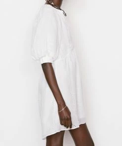 Best Sale β¨ Frame-denim Eyelet Puff Sleeve π Dress -- Blanc 𧨠12 Frame-denim Eyelet Puff Sleeve Dress -- Blanc