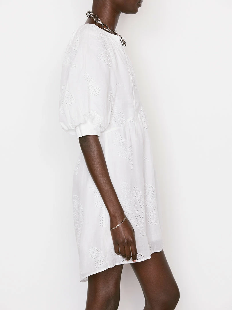 Best Sale β¨ Frame-denim Eyelet Puff Sleeve π Dress -- Blanc 𧨠5 Frame-denim Eyelet Puff Sleeve Dress -- Blanc