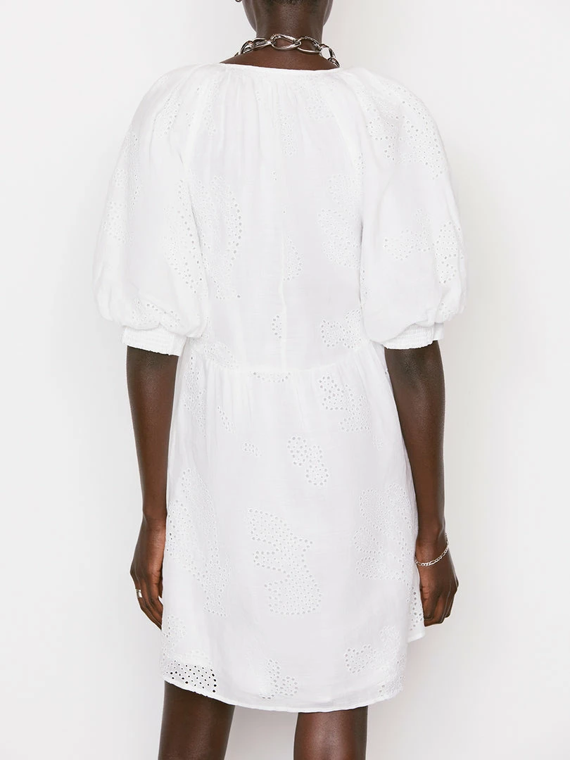 Best Sale β¨ Frame-denim Eyelet Puff Sleeve π Dress -- Blanc 𧨠7 Frame-denim Eyelet Puff Sleeve Dress -- Blanc