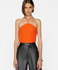 Frame-denim Women Delicate Knot Bodysuit -- Mandarin