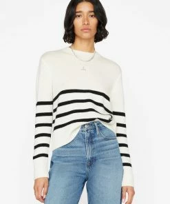 Frame-denim Women Clean Crewneck Sweater -- Off White Multi