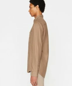 Frame-denim Men One-Pocket Brushed Flannel -- Walnut