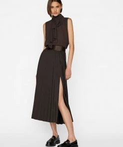 Frame-denim Pleated Wrap Skirt -- Americano