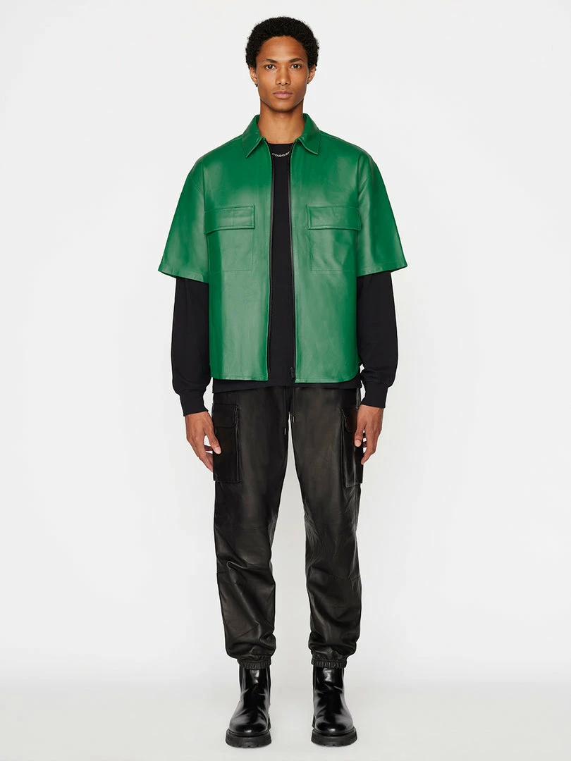 Promo π Frame-denim Men Short Sleeve Leather π Shirt -- π Dress Green 𧨠2 Frame-denim Men Short Sleeve Leather Shirt -- Dress Green