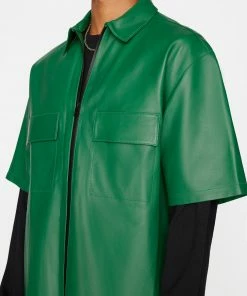 Promo π Frame-denim Men Short Sleeve Leather π Shirt -- π Dress Green 𧨠10 Frame-denim Men Short Sleeve Leather Shirt -- Dress Green