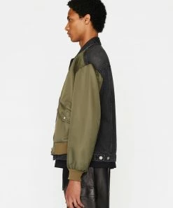 Frame-denim Layered Double Jacket -- Khaki Black Washed
