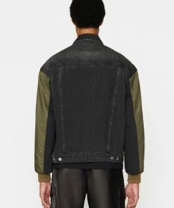 Frame-denim Layered Double Jacket -- Khaki Black Washed