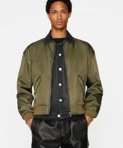 Frame-denim Layered Double Jacket -- Khaki Black Washed