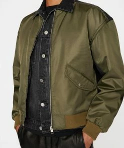 Frame-denim Layered Double Jacket -- Khaki Black Washed