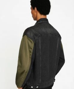 Frame-denim Layered Double Jacket -- Khaki Black Washed