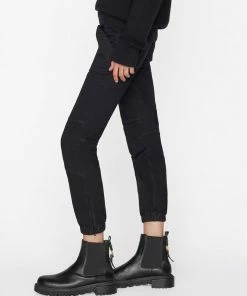 Frame-denim Women Banded Bottom Trapunto Pant -- Overdye Black