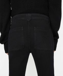 Frame-denim Women Banded Bottom Trapunto Pant -- Overdye Black
