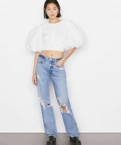 Frame-denim Gathered Puff Sleeve Top -- Blanc Women