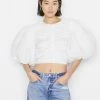 Frame-denim Gathered Puff Sleeve Top -- Blanc Women