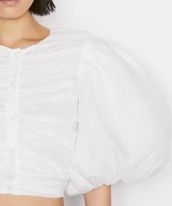 Frame-denim Gathered Puff Sleeve Top -- Blanc Women
