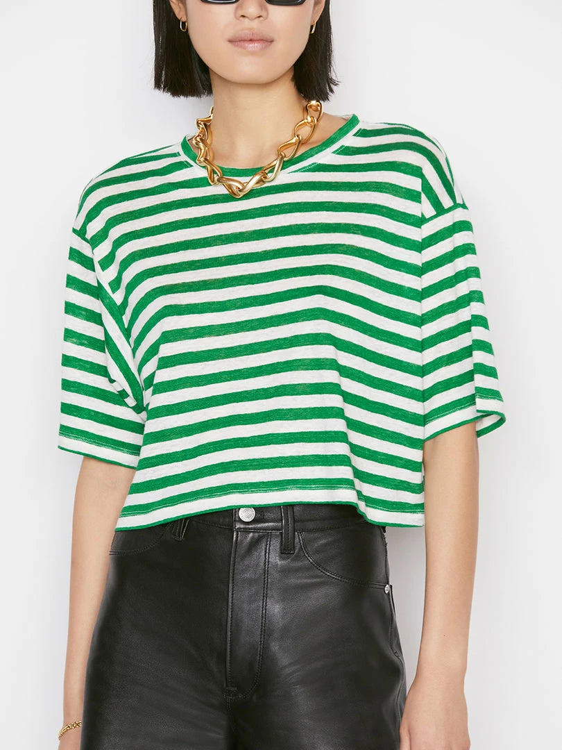 Best reviews of π Frame-denim π© Women Striped Boxy Crop Tee -- Court Green Multi π 3 Frame-denim Women Striped Boxy Crop Tee -- Court Green Multi