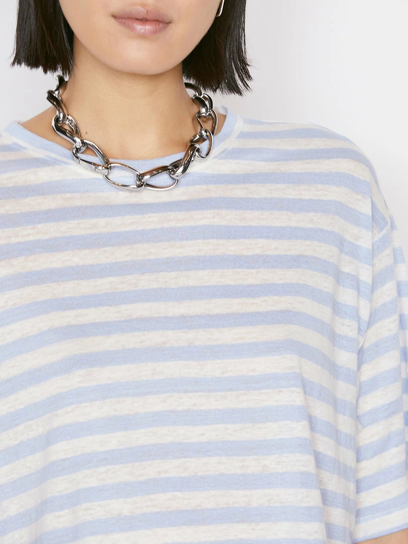 Discount π€© Frame-denim Striped Boxy Crop Tee -- Chambray Blue Multi β 4 Frame-denim Striped Boxy Crop Tee -- Chambray Blue Multi