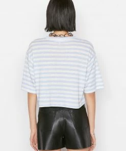 Discount π€© Frame-denim Striped Boxy Crop Tee -- Chambray Blue Multi β 15 Frame-denim Striped Boxy Crop Tee -- Chambray Blue Multi