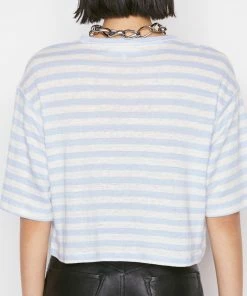 Discount π€© Frame-denim Striped Boxy Crop Tee -- Chambray Blue Multi β 14 Frame-denim Striped Boxy Crop Tee -- Chambray Blue Multi