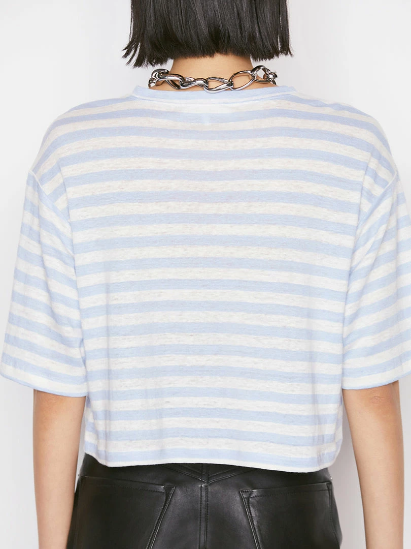 Discount π€© Frame-denim Striped Boxy Crop Tee -- Chambray Blue Multi β 7 Frame-denim Striped Boxy Crop Tee -- Chambray Blue Multi