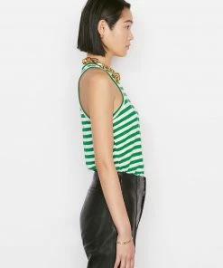 Frame-denim Striped Ringer Tank -- Court Green Multi Women
