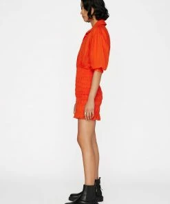 Frame-denim Women Smocked Shirt Dress -- Mandarin