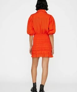 Frame-denim Women Smocked Shirt Dress -- Mandarin