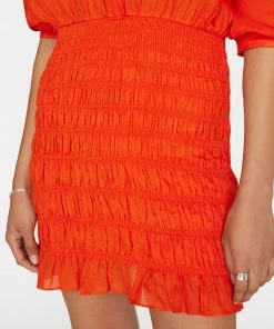 Frame-denim Women Smocked Shirt Dress -- Mandarin