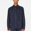 Frame-denim Men One-Pocket Brushed Flannel -- Navy