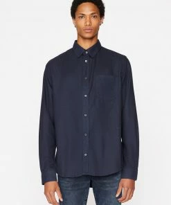 Frame-denim Men One-Pocket Brushed Flannel -- Navy