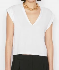 Budget π Frame-denim π© Women Le High Rise V Neck Tee -- Blanc π 14 Frame-denim Women Le High Rise V Neck Tee -- Blanc