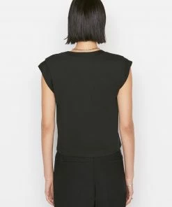 Frame-denim Le High Rise V Neck Tee -- Noir