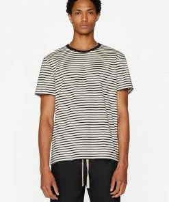 Frame-denim Men Frame Stripe Tee -- Off White/Noir Multi