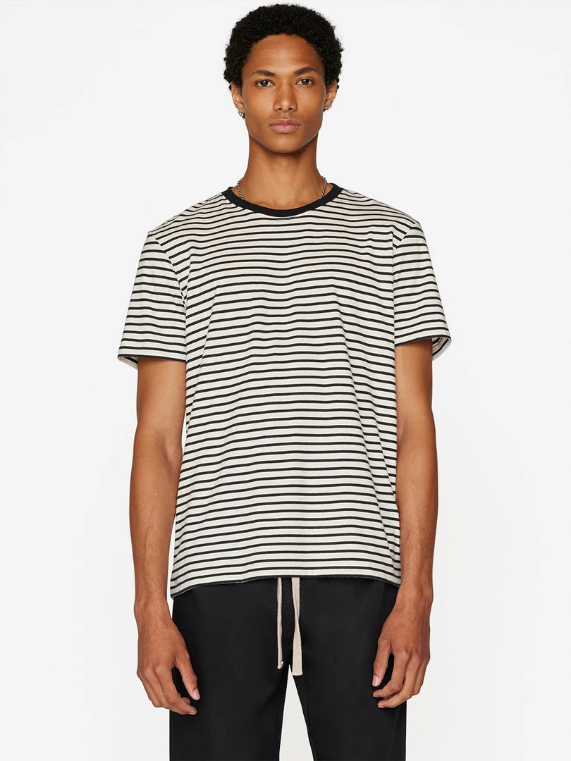 Budget π Frame-denim Men Frame Stripe Tee -- Off White/Noir Multi π 1 Frame-denim Men Frame Stripe Tee -- Off White/Noir Multi