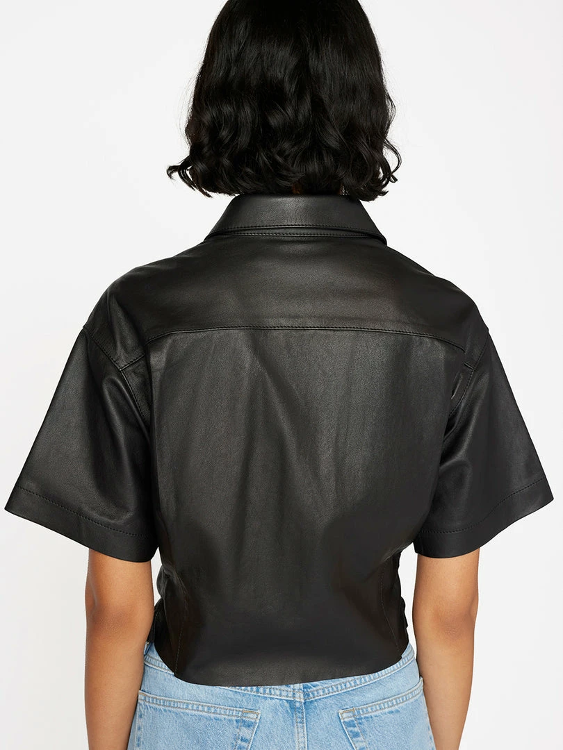 New π Frame-denim π© Women Leather Safari π Shirt -- Noir β¨ 6 Frame-denim Women Leather Safari Shirt -- Noir