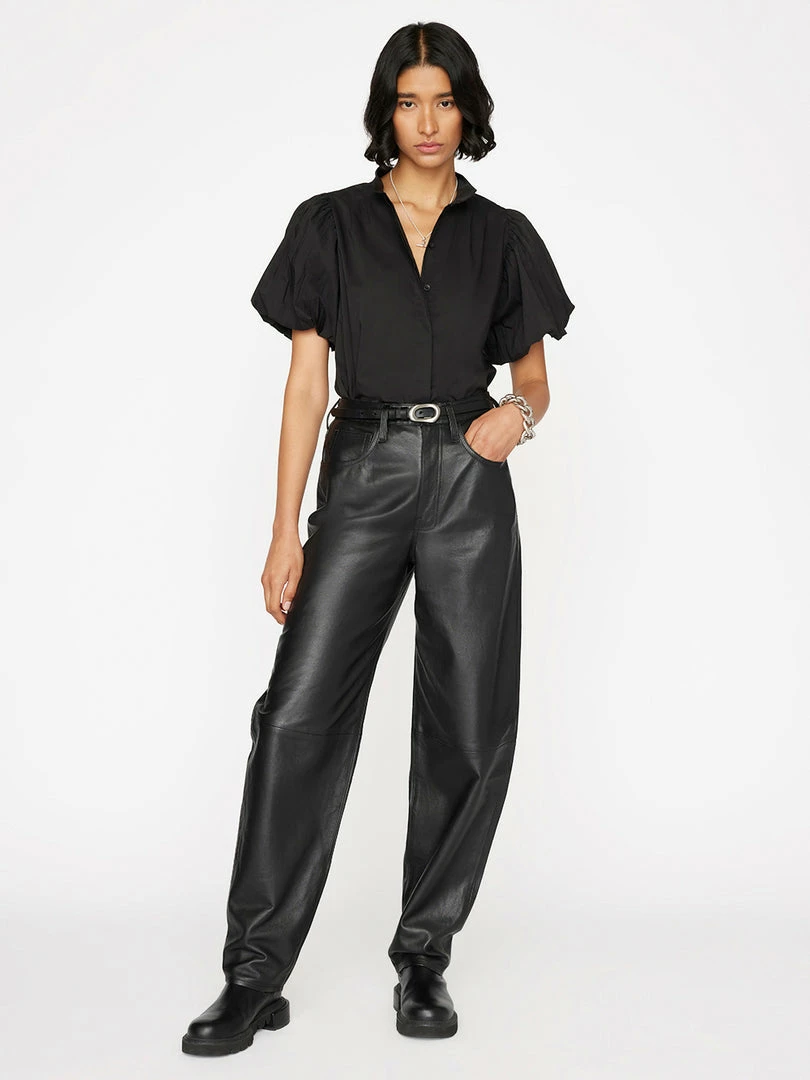 Promo π Frame-denim π© Women Pleated Puff Sleeve Top -- Noir 𧨠2 Frame-denim Women Pleated Puff Sleeve Top -- Noir