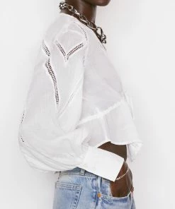 Coupon π Frame-denim π© Women Inset Lace Empire Blouse -- Blanc π 13 Frame-denim Women Inset Lace Empire Blouse -- Blanc