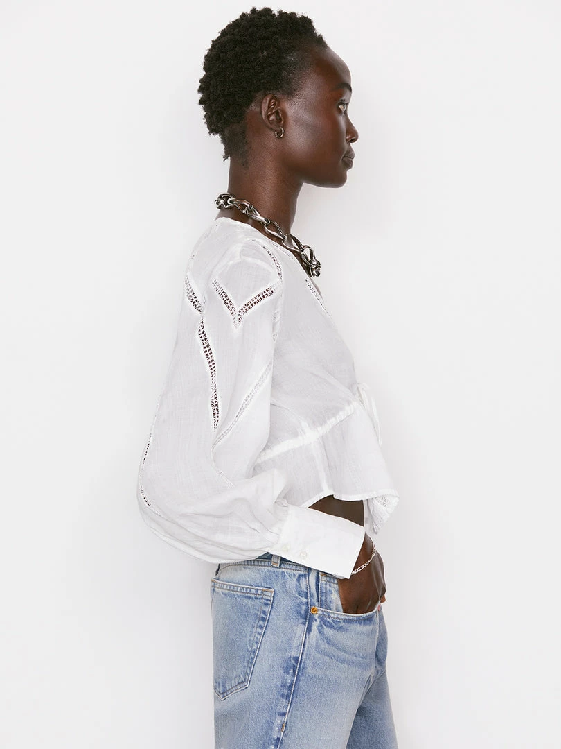 Coupon π Frame-denim π© Women Inset Lace Empire Blouse -- Blanc π 3 Frame-denim Women Inset Lace Empire Blouse -- Blanc