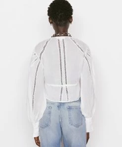 Coupon π Frame-denim π© Women Inset Lace Empire Blouse -- Blanc π 12 Frame-denim Women Inset Lace Empire Blouse -- Blanc