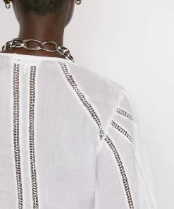 Coupon π Frame-denim π© Women Inset Lace Empire Blouse -- Blanc π 10 Frame-denim Women Inset Lace Empire Blouse -- Blanc