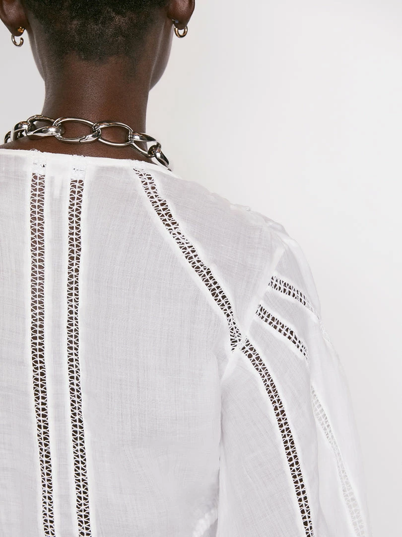 Coupon π Frame-denim π© Women Inset Lace Empire Blouse -- Blanc π 4 Frame-denim Women Inset Lace Empire Blouse -- Blanc