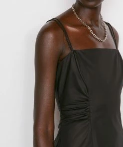 Frame-denim Tie Back Midi Dress -- Noir Women