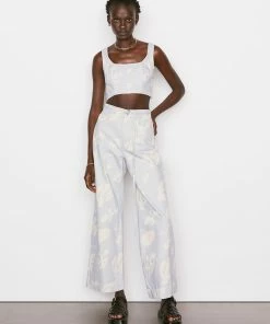 Frame-denim Women High Rise Baggy Pant -- Tropical Chambray Abstract