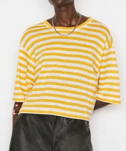 Cheapest β¨ Frame-denim Striped Boxy Crop Tee -- Kumquat Multi π₯ 9 Frame-denim Striped Boxy Crop Tee -- Kumquat Multi