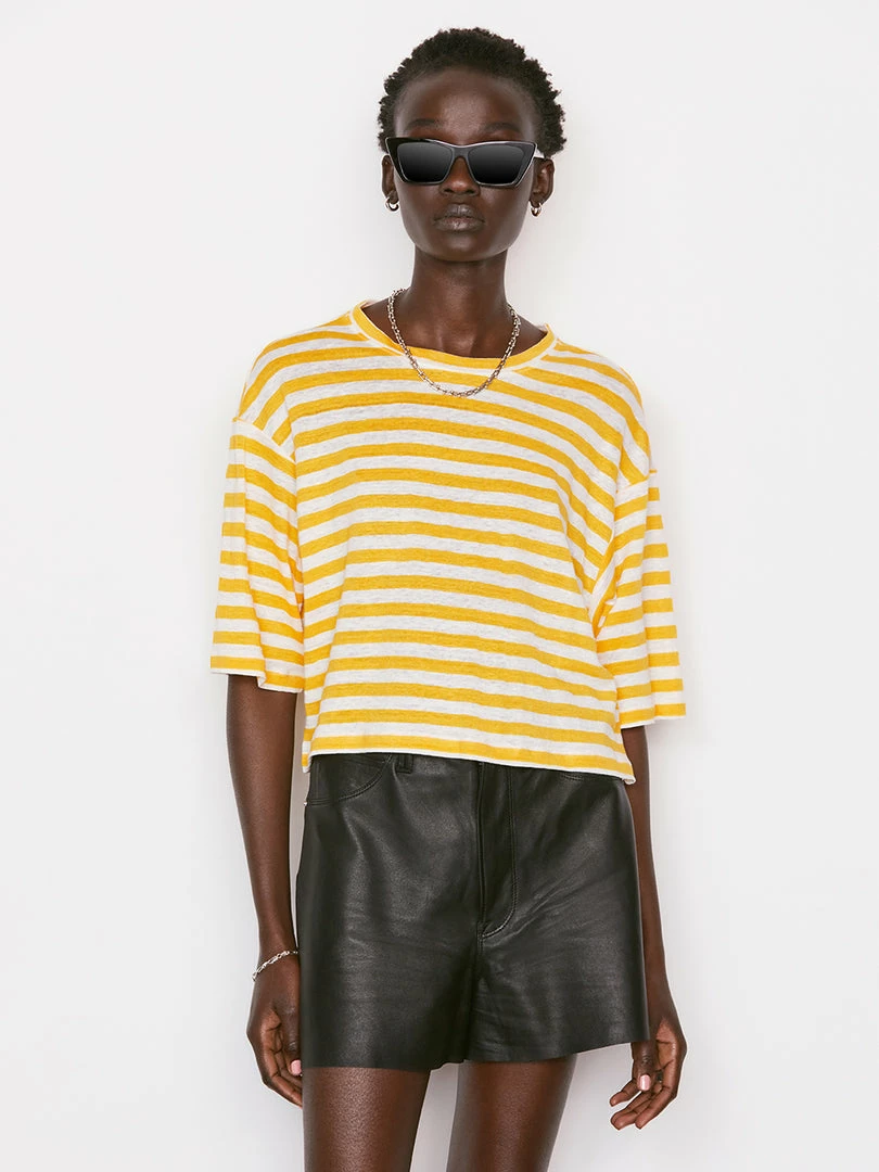 Cheapest β¨ Frame-denim Striped Boxy Crop Tee -- Kumquat Multi π₯ 1 Frame-denim Striped Boxy Crop Tee -- Kumquat Multi